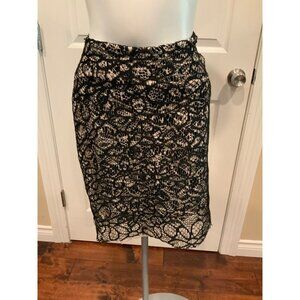 Weston Wear Anthropologie Black & White Lace Overlay Pencil Skirt, Size S